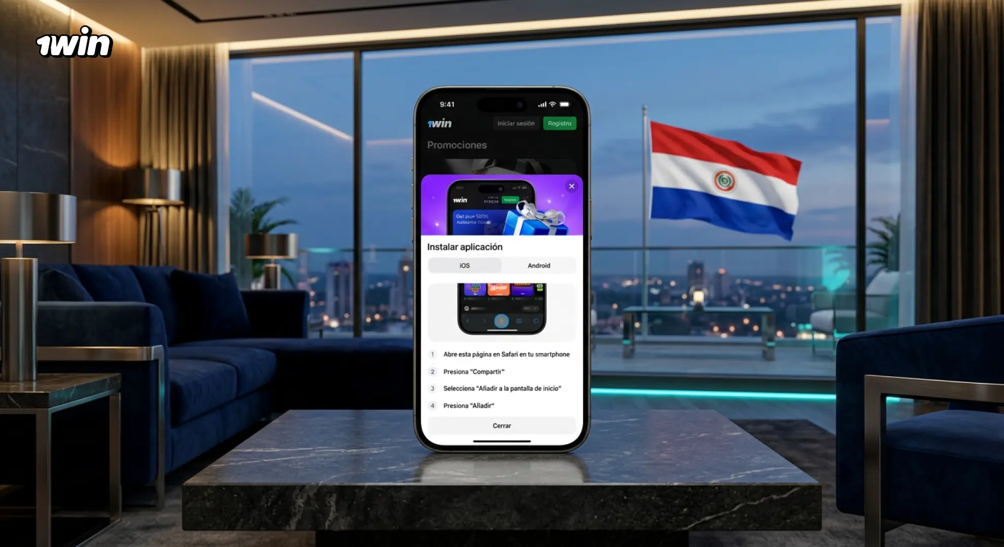 Instalación de la aplicación 1win en un teléfono Android