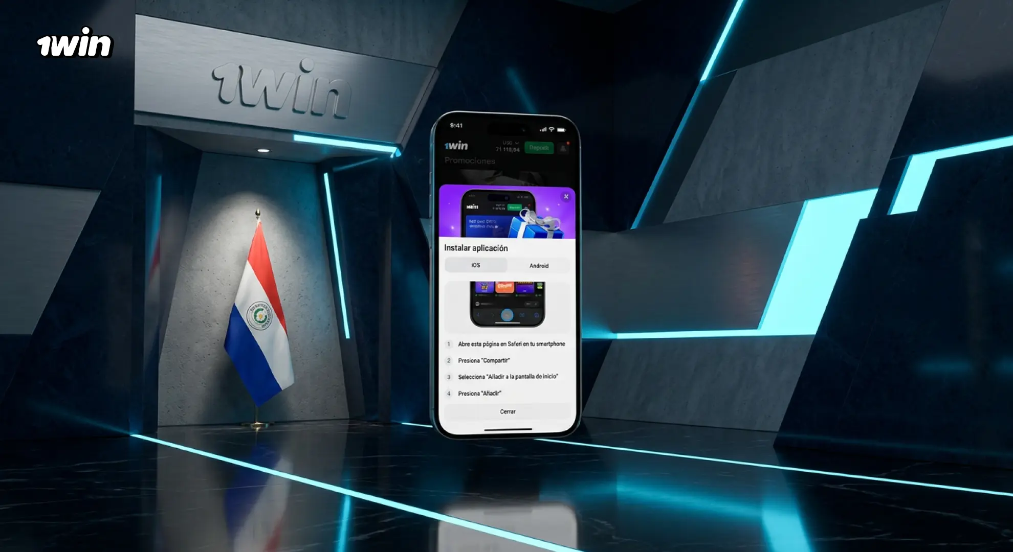 1win agregado a la pantalla de inicio de un iPhone desde Safari